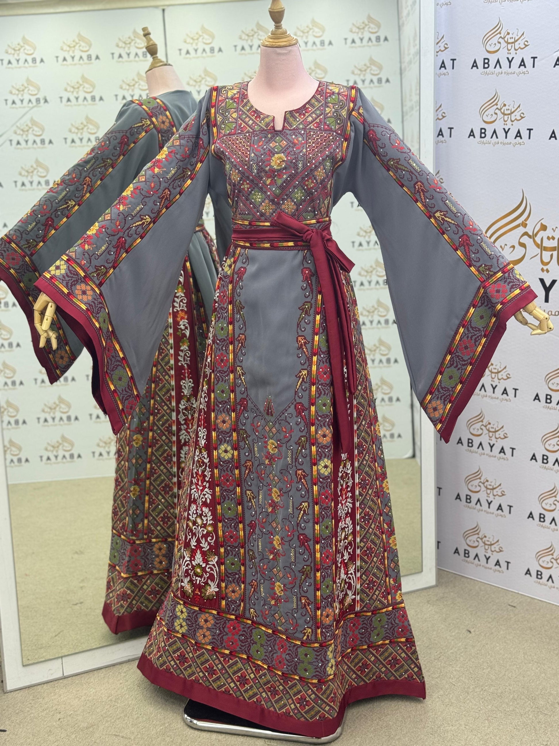 Smoky Grey Heritage Palestinian Tatreez Thobe