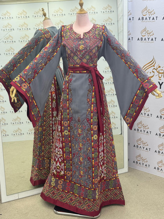 Smoky Grey Heritage Palestinian Tatreez Thobe