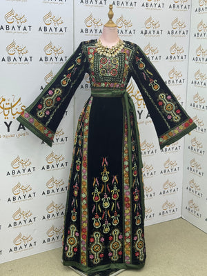 Premium Palestinian Malakah Velvet Thobe – Forest Green Edition