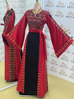 Palestinian Heritage Thobe – Red & Black Couture