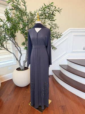 Moonlight Gray Beaded Abaya