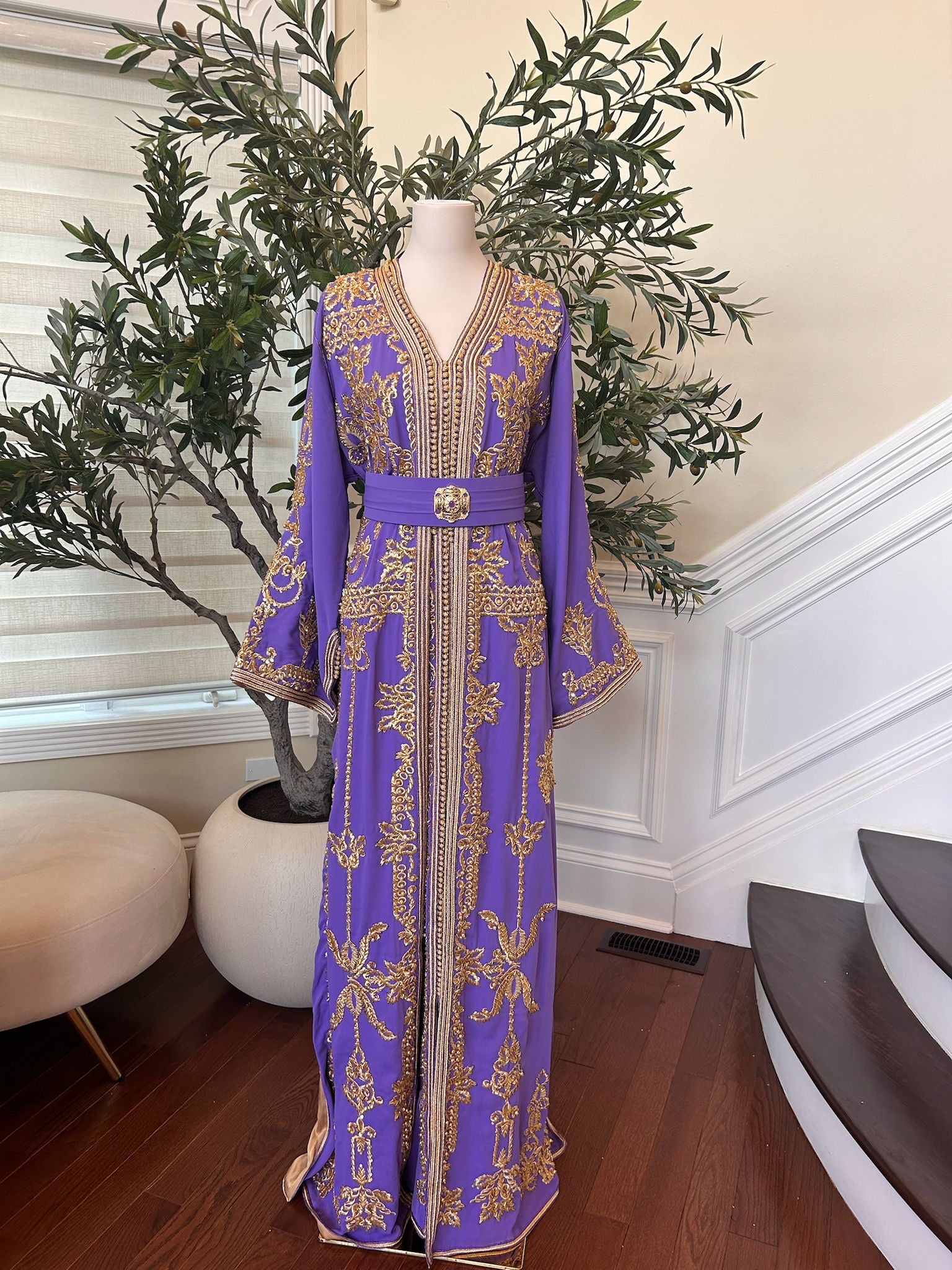 Lavender Purple Golden Detail Kuftan