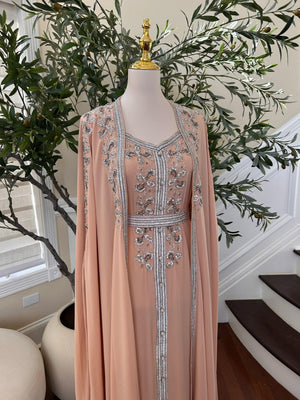 Peach/ Orange Beaded Stone Kuftan