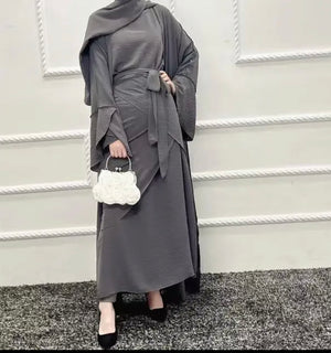 Timeless Elegance: Solid Color Abaya with Edgy Open Design