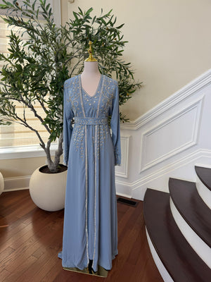 Baby Blue Beaded Two Piece Kuftan
