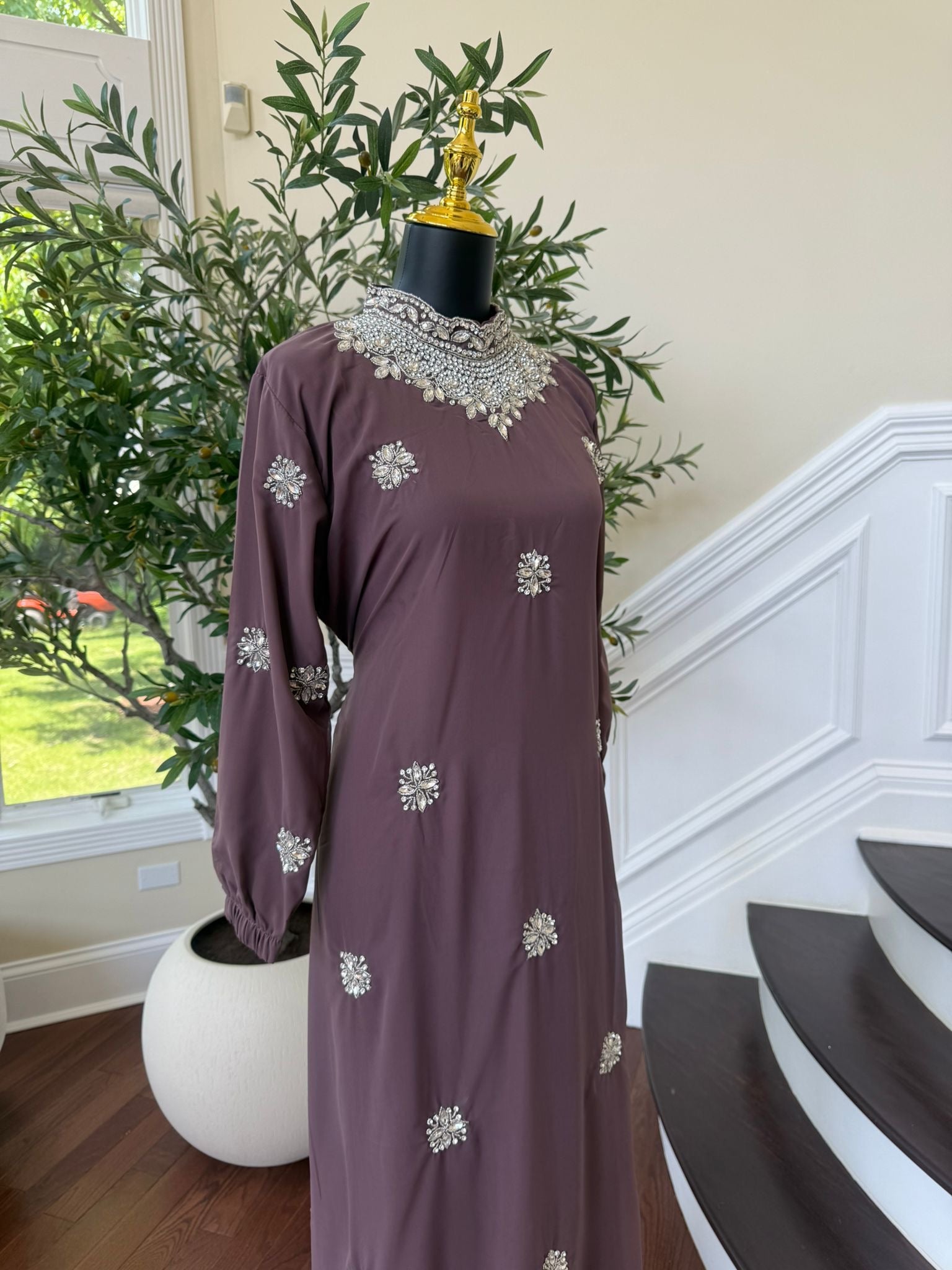Radiant Mauve Bloom Maxi Dress