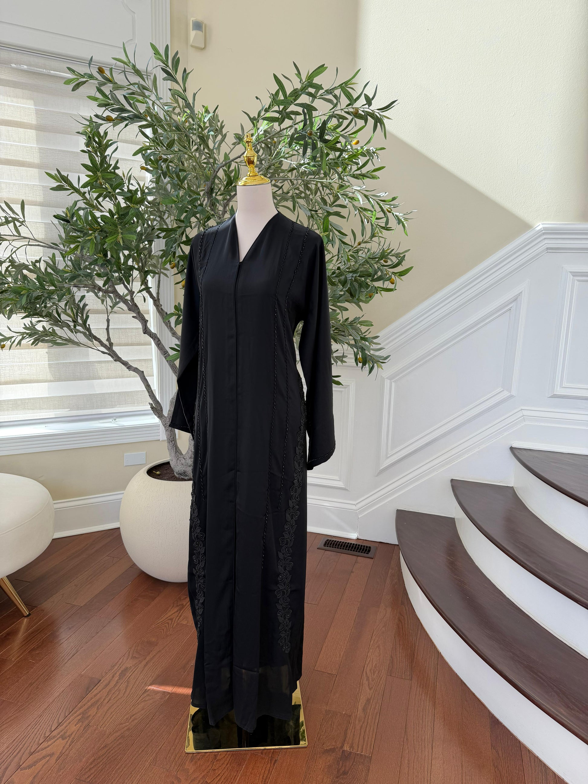 Serene Blossom Black Abaya