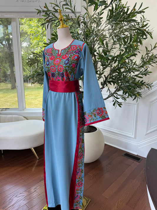 Blue Embroidery Tatreez Thobe
