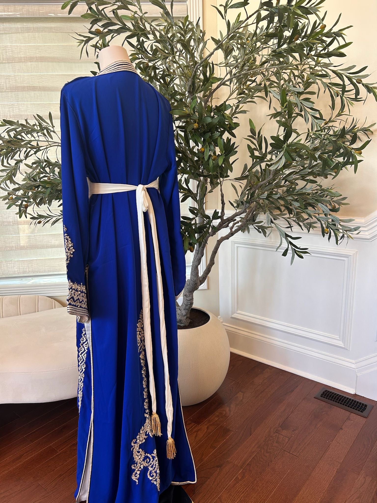 Royal Blue White Detail Kuftan