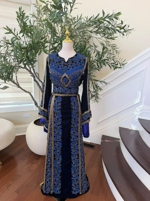Royal Midnight Blue Embroidered Traditional Thobe (scarf not included)