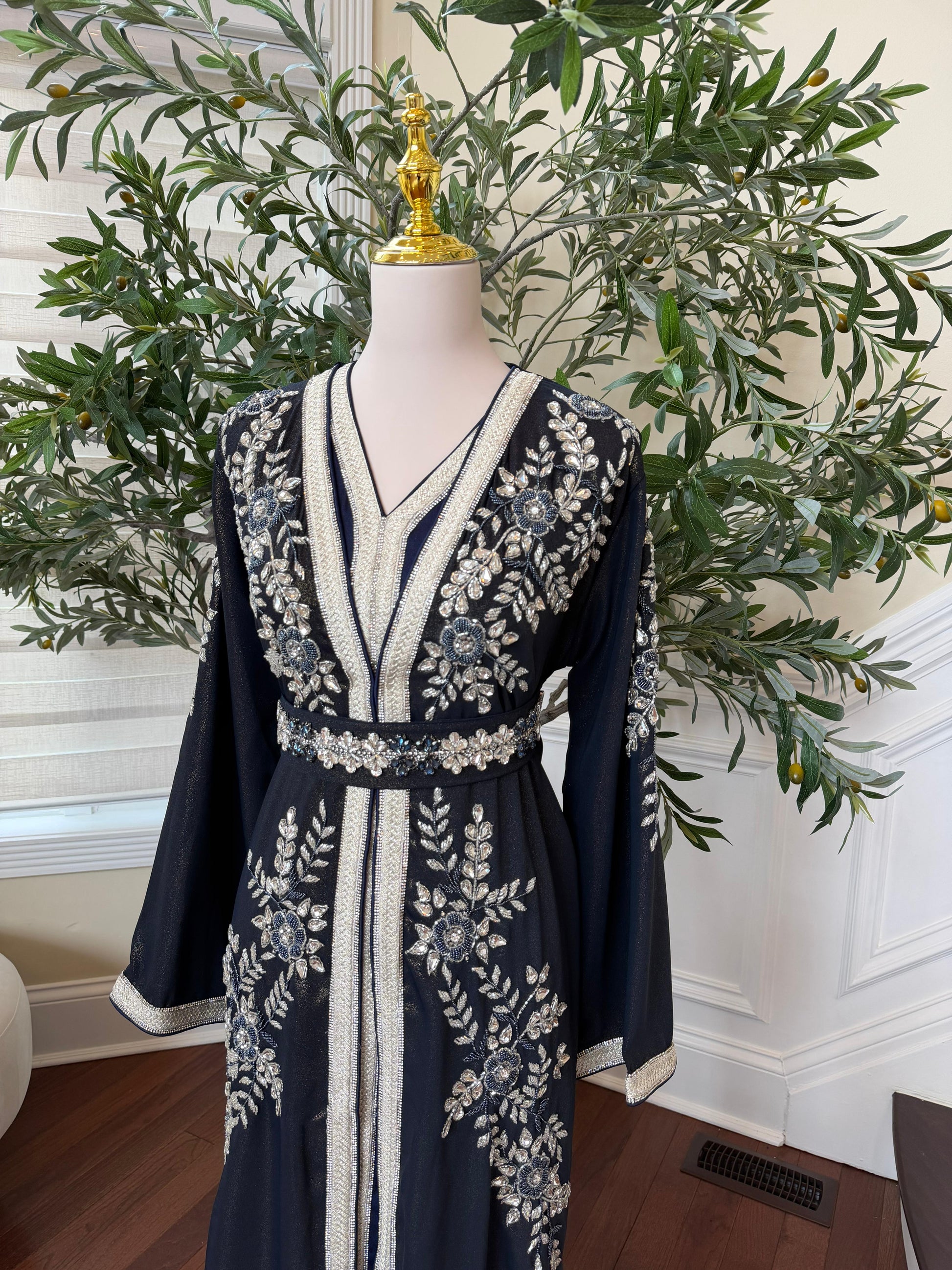 Blue Rose Beaded Royale Kuftan