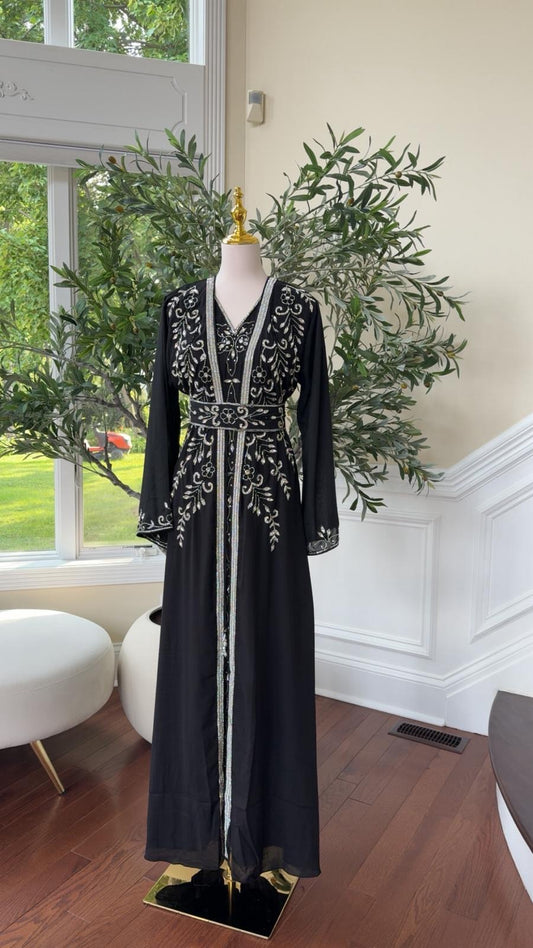 Majestic Black Beaded Kuftan