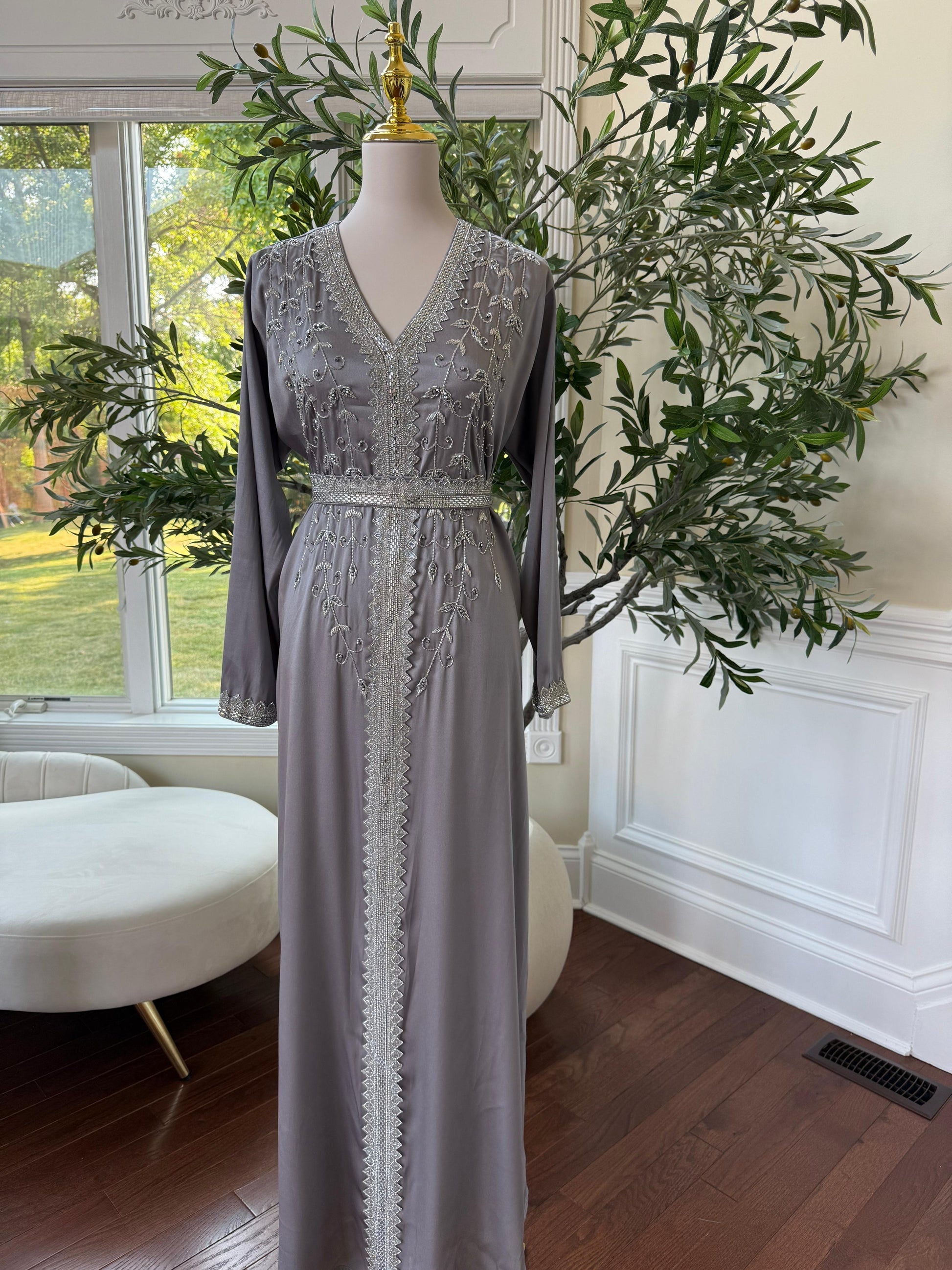 Grey Floral Essence Kuftan