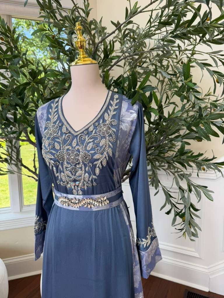 Ocean Breeze Embroidery Beaded Kuftan