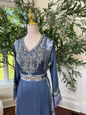 Ocean Breeze Embroidery Beaded Kuftan