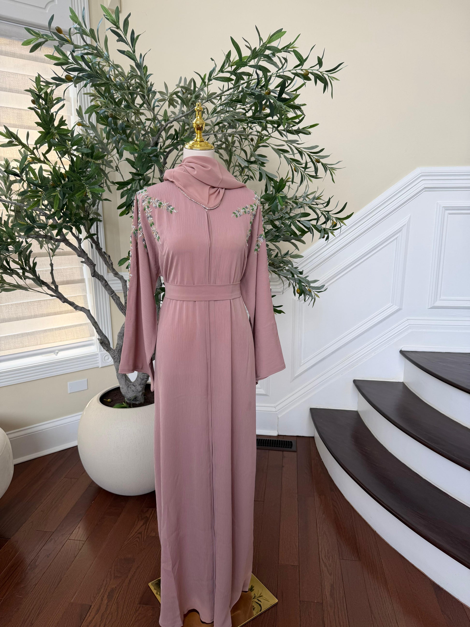 Light Pink Rose Blush Abaya