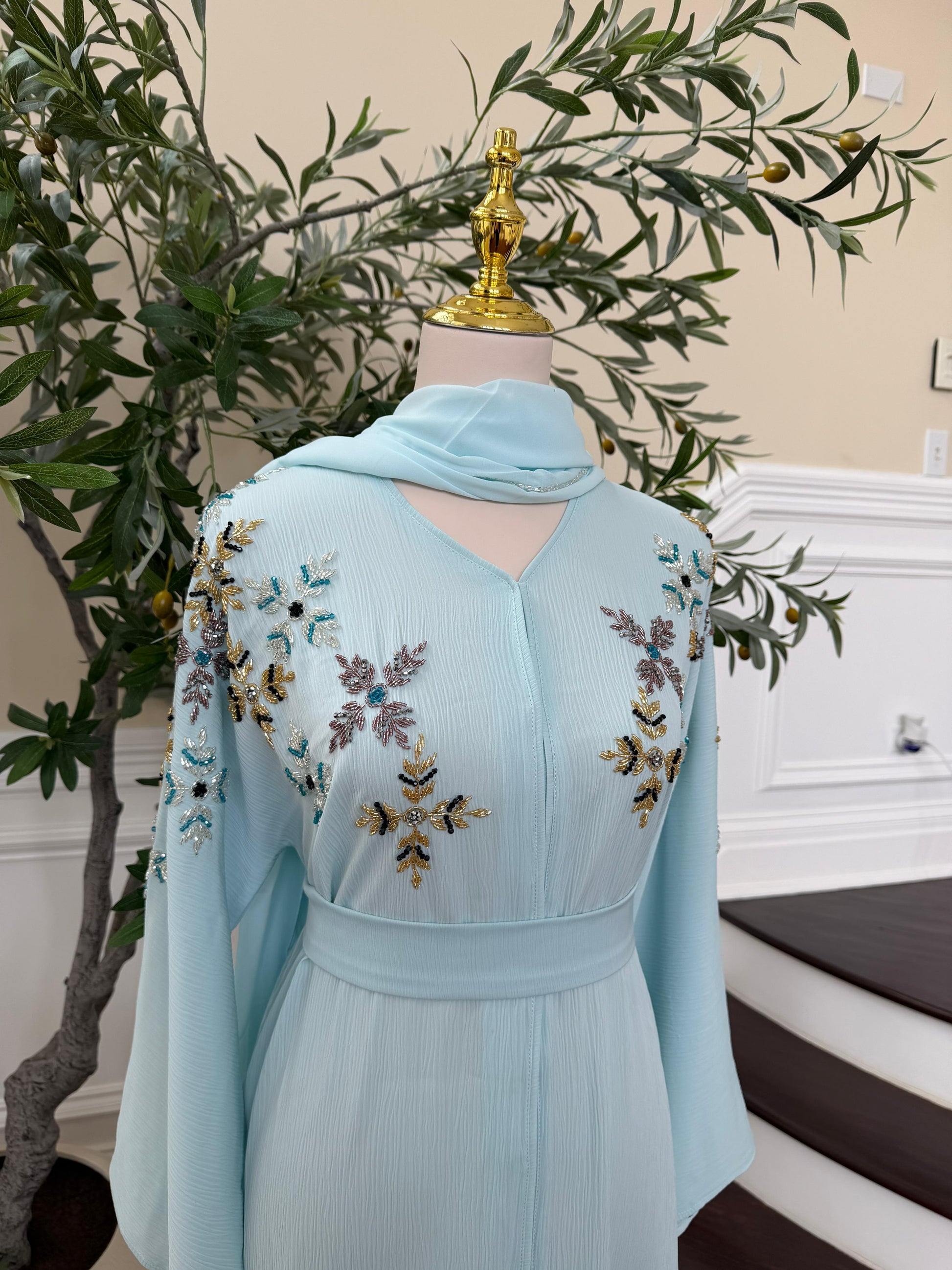 Ocean Breeze Beaded Abaya