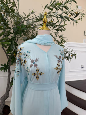 Ocean Breeze Beaded Abaya