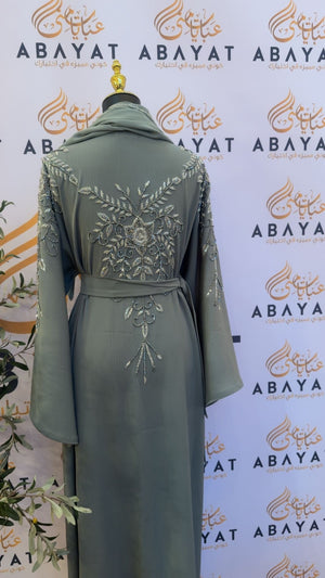 Mint Floral Blossom Abaya