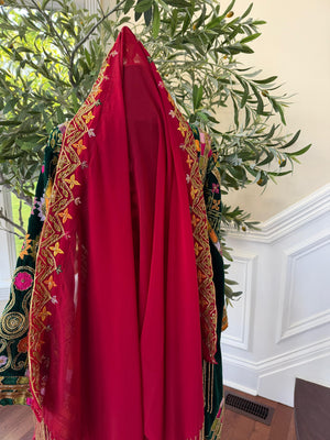 Red Stone Beaded Khirka Shal