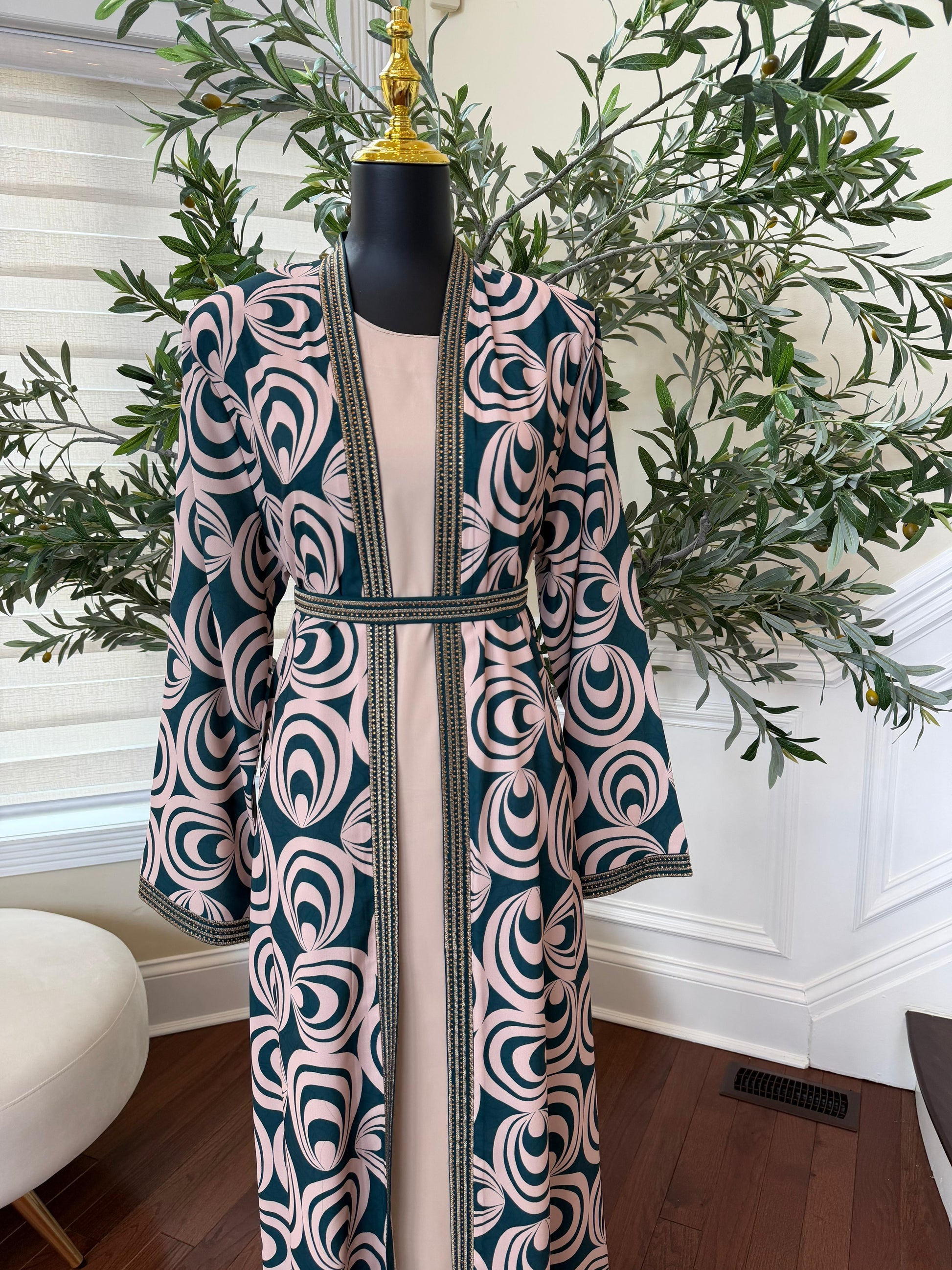 Blush Teal Two-Piece Abaya