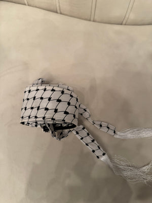 White / Black Kuffieya Print Cashmere Belt