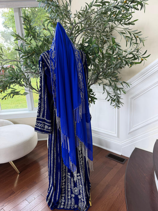 Blue Royale Beaded Khirka Shal Mandil
