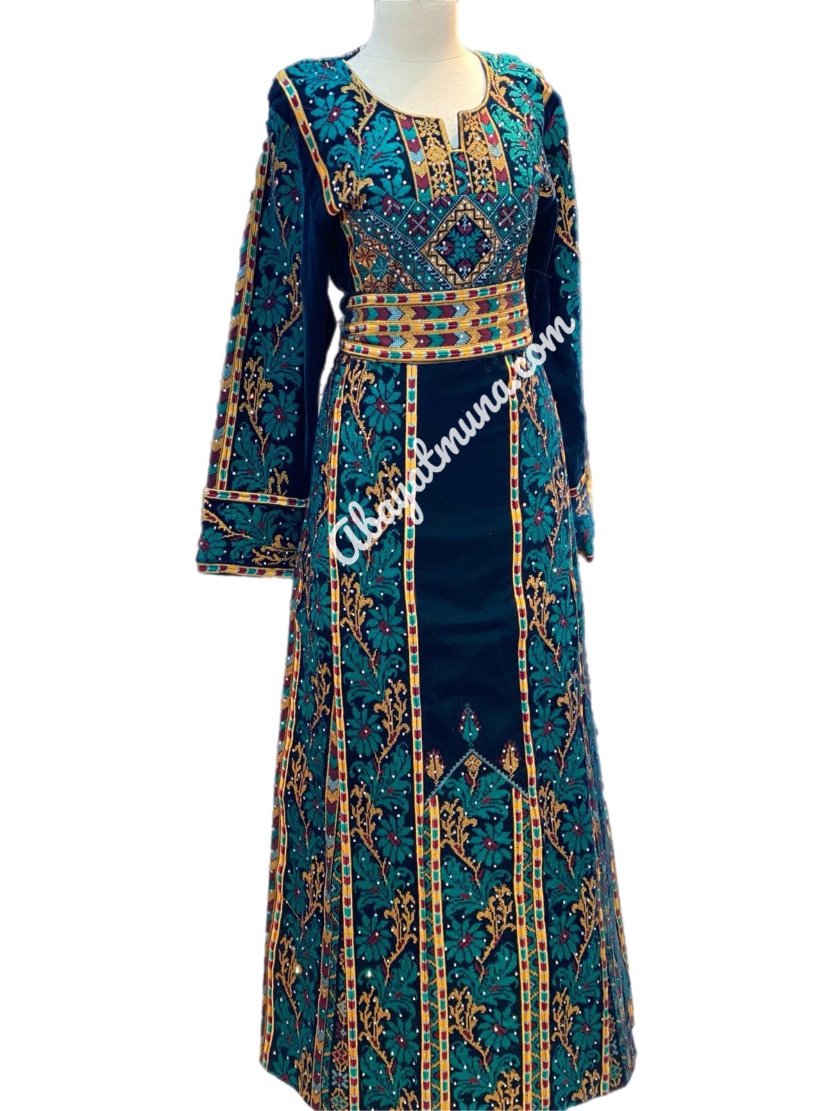 Refashioned Thoub with Exquisite Stone Embroidery on Luxurious Velvet