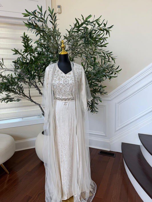 White Beaded Elegance Kuftan