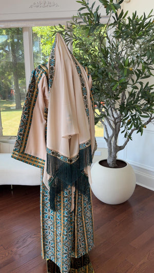 Cream Tatreez Khirka Shal Mandil