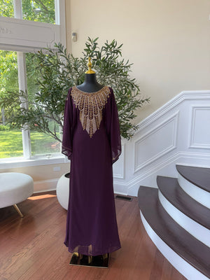 Beautiful Blackberry Beaded Maxi Dress