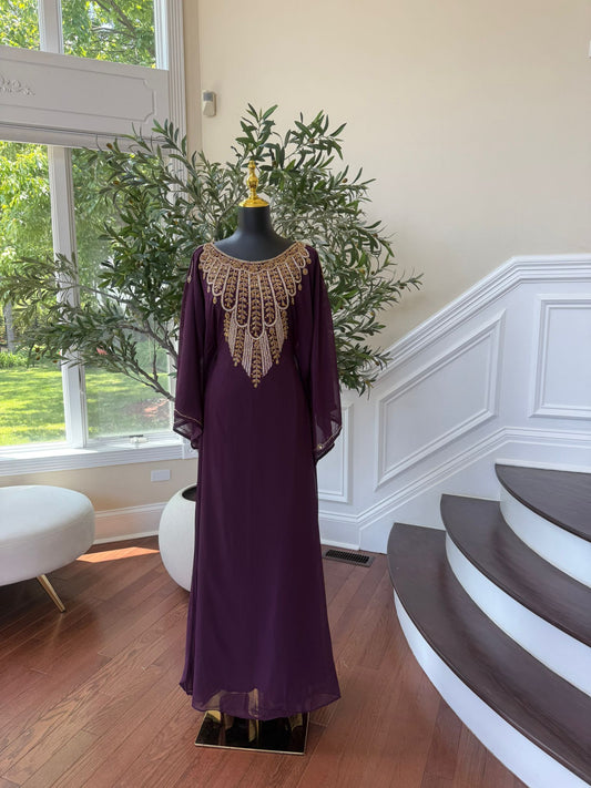 Beautiful Blackberry Beaded Maxi Dress
