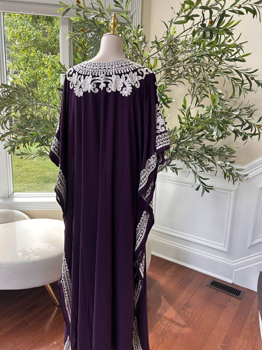 Luxury Purple Kuftan Embroidered Dress