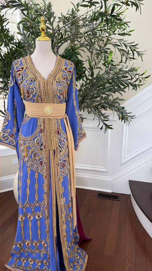 Lavender Golden Beaded Embroidery Kuftan