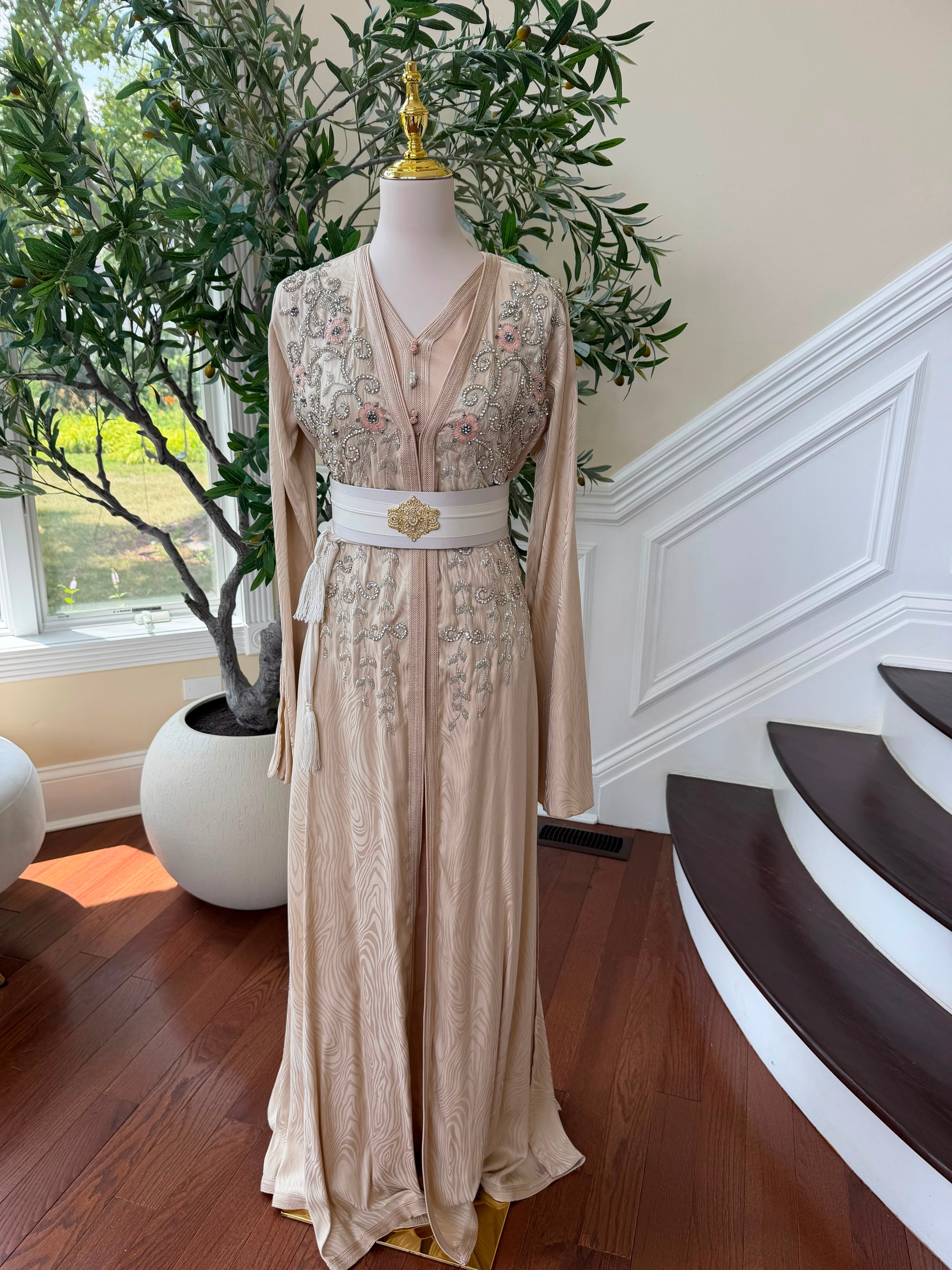 Peach Elegance Floral Kuftan