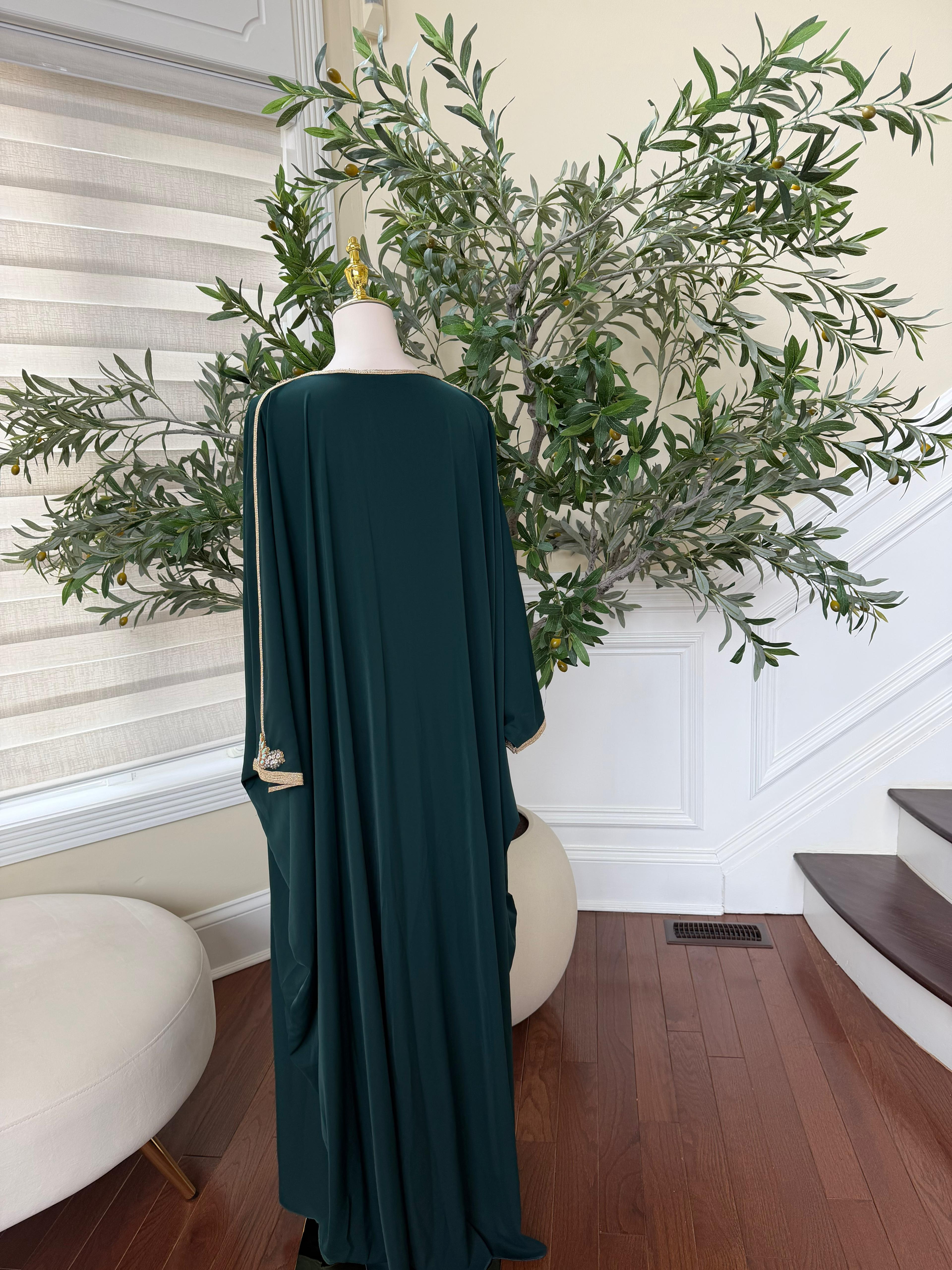 Emerald Butterfly Royale Beaded Abaya