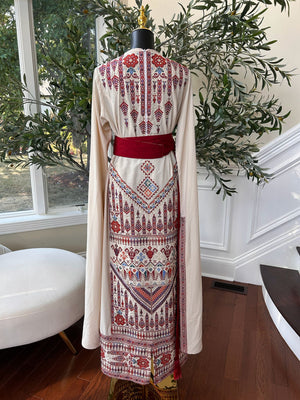Cream Embroidery Tatreez Thobe Dress