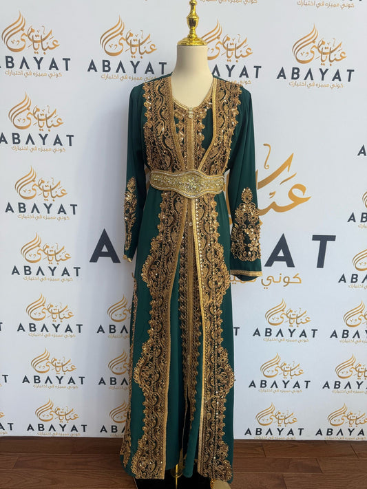 Elegant Turquoise Golden Kuftan