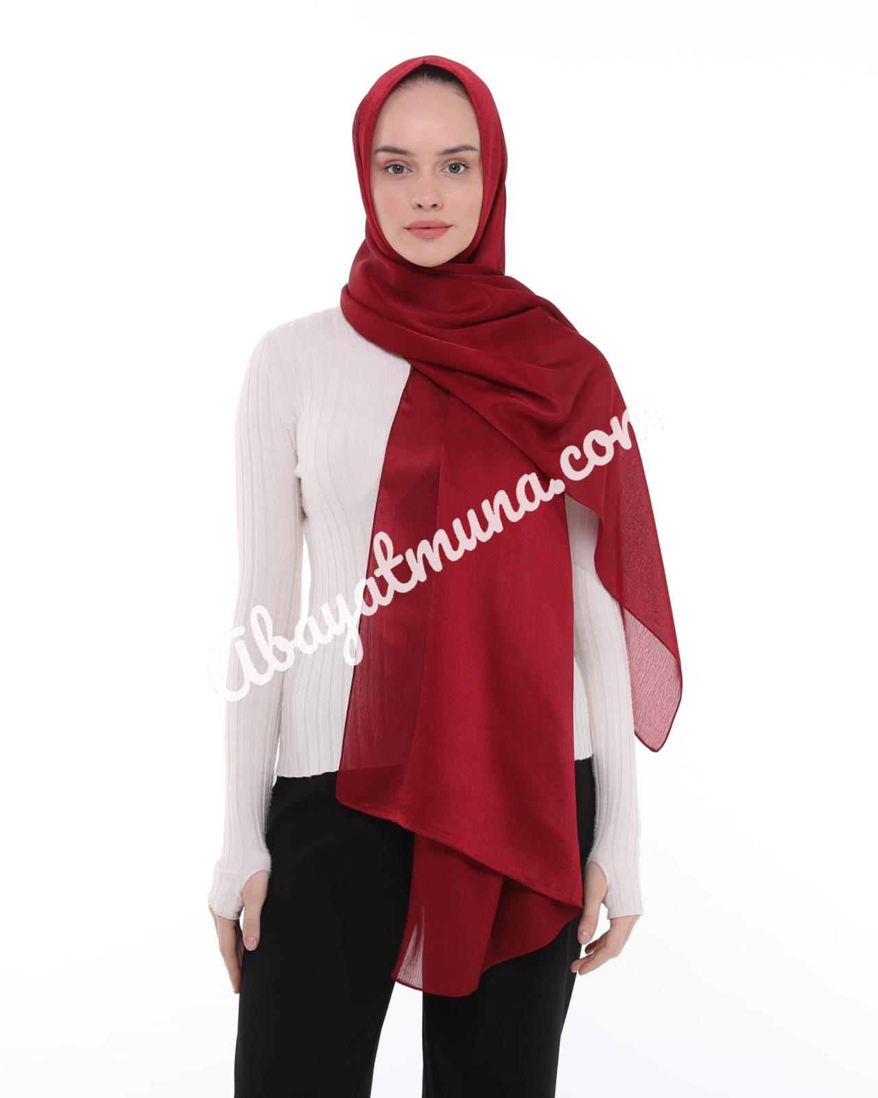 Red Satin Hijab/ Shal