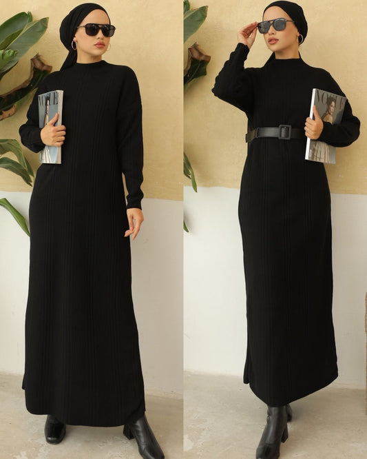 Black Long Dress #3257 *Belt not included*