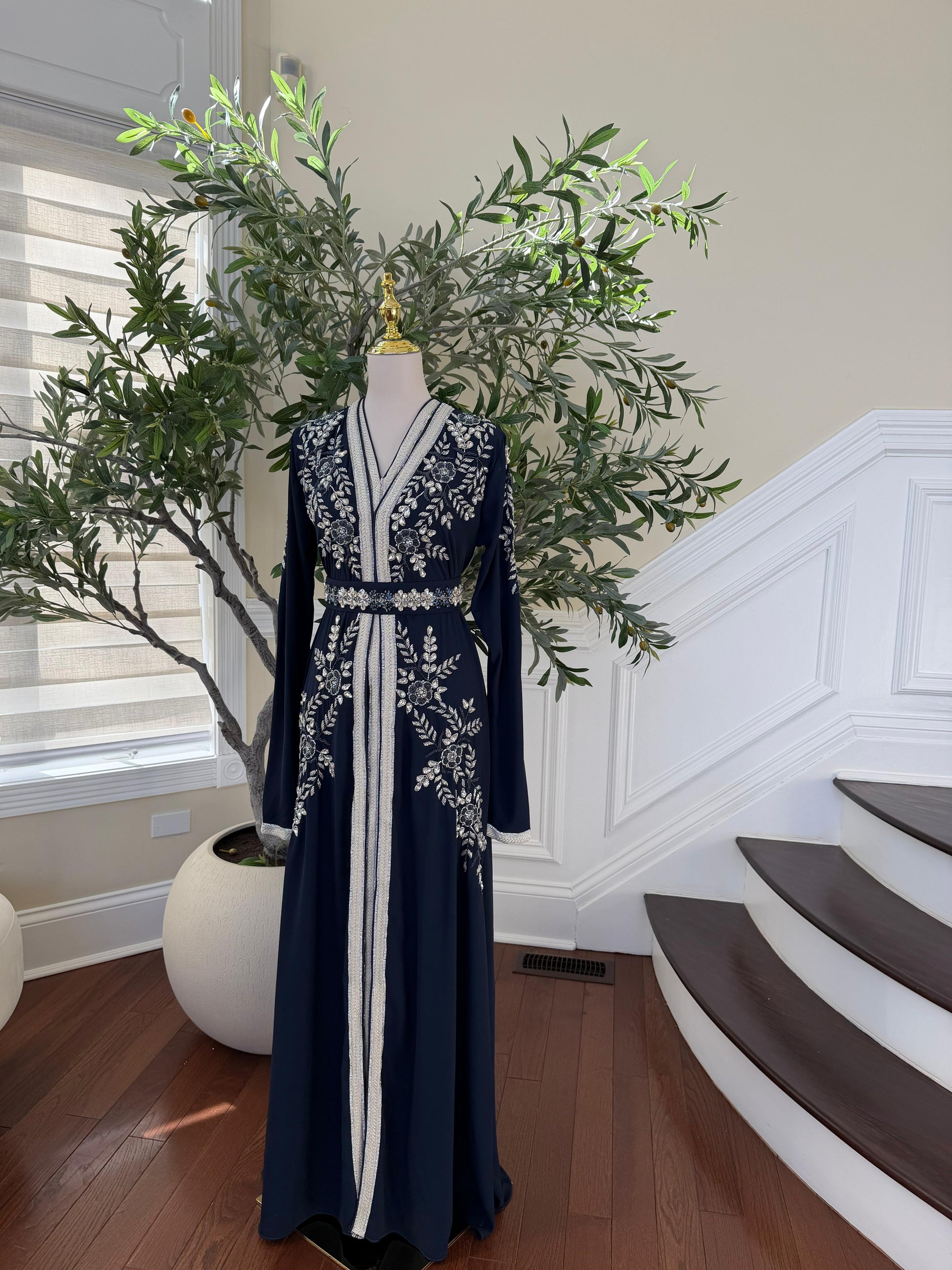 Navy Blue Silver Charm Kuftan