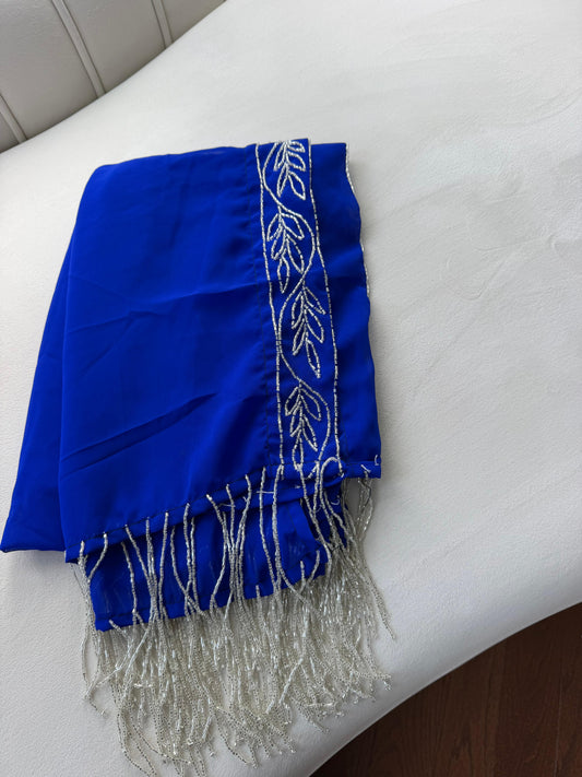 Blue Royale Beaded Khirka Shal Mandil