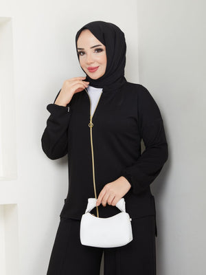 Two Piece Zipper Sweater Casual Set