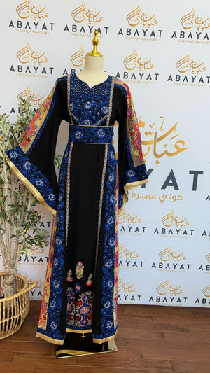 Black/Blue Embroidered Thobe #A