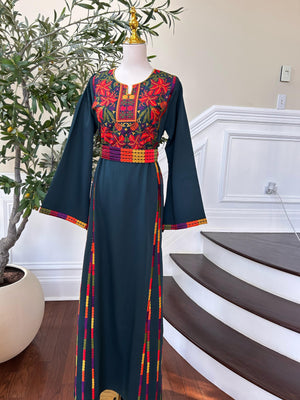 Emerald Green Embroidery Tatreez Thobe