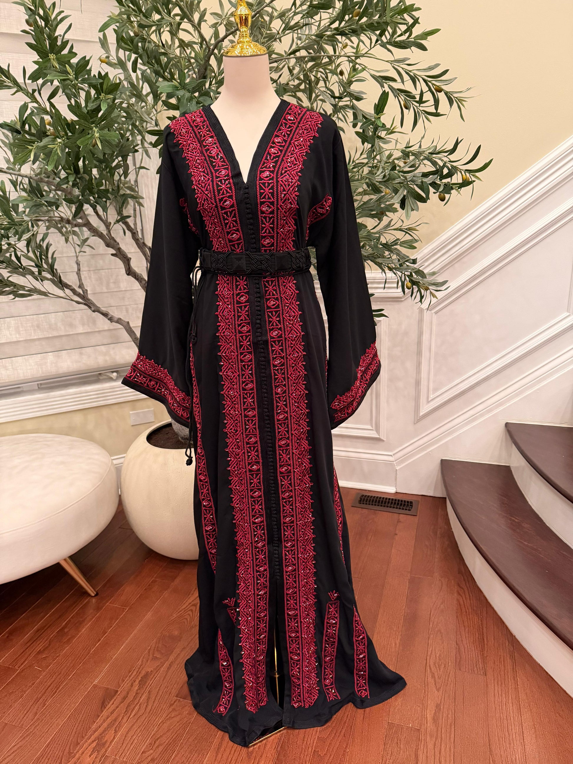 Black Embellished Rose Royale Kuftan