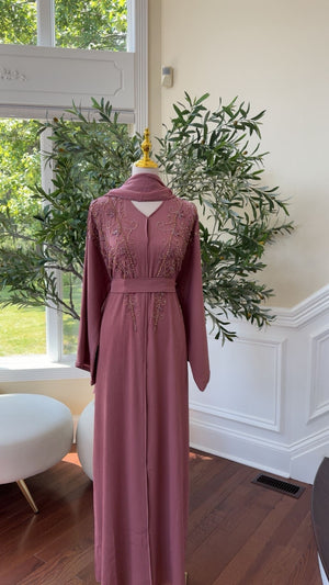 Rose Pink Floral Abaya