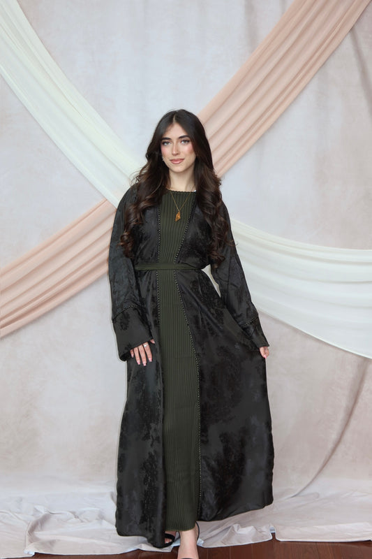 Deep Olive Blossom Abaya