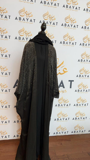 Elegant Black Sparkled Abaya Set with Coordinating Hijab
 #8097632