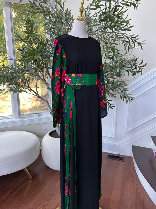 Back Floral Green Elegance Dress